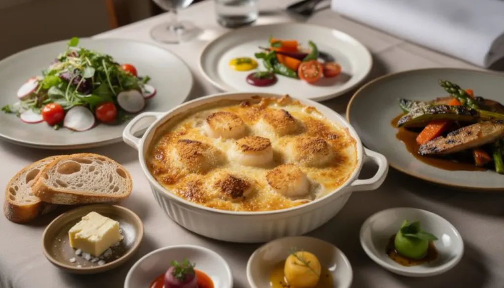 découvrez notre gratin de saint-jacques à la texture croquante et crémeuse, un véritable festival de saveurs parfumées qui ravira vos papilles à chaque bouchée.