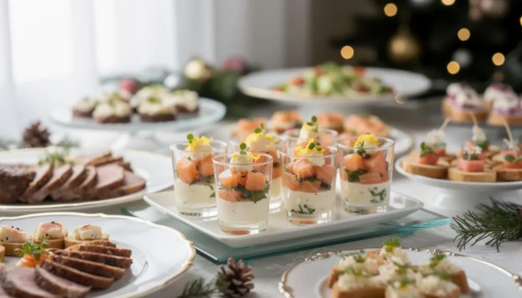 découvrez des verrines au saumon alliant légèreté et fraîcheur, la touche crémeuse parfaite pour sublimer vos buffets de noël avec élégance et raffinement.