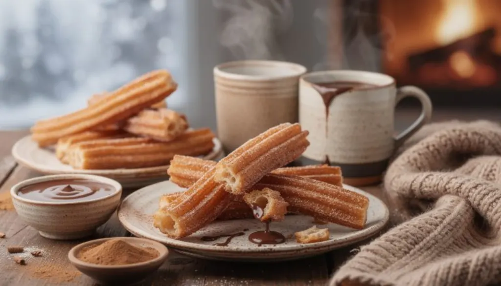 découvrez nos churros dorés et sucrés, la douceur chaude parfaite pour un goûter d’hiver réconfortant et convivial, à partager en famille ou entre amis.