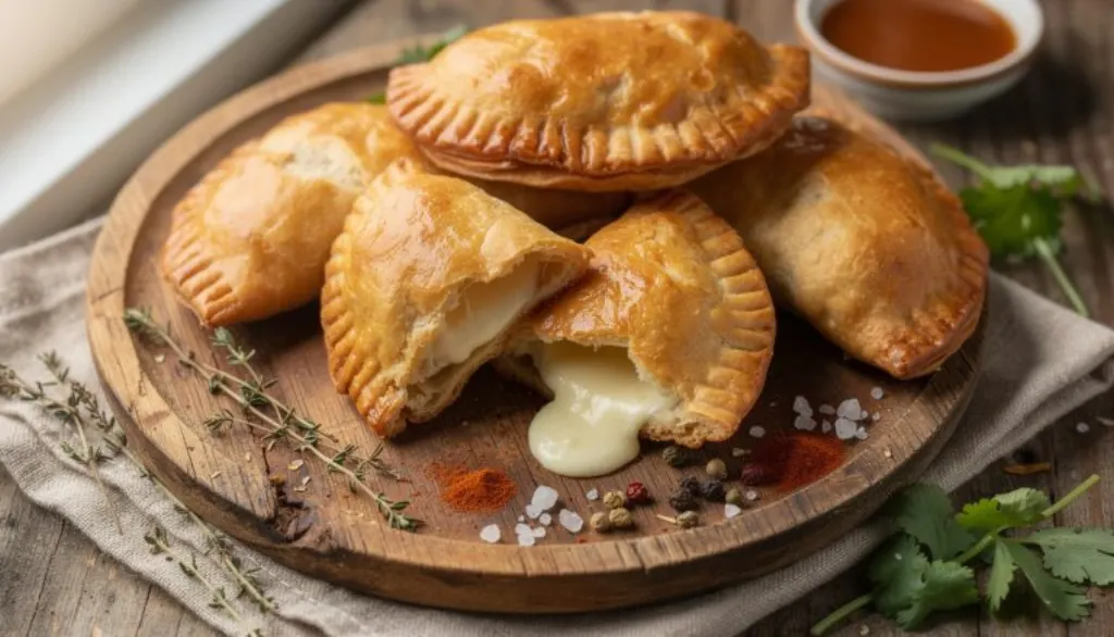 découvrez nos empanadas dorées au chèvre fondant, une délicieuse bouchée croustillante et parfumée qui ravira vos papilles à chaque dégustation.
