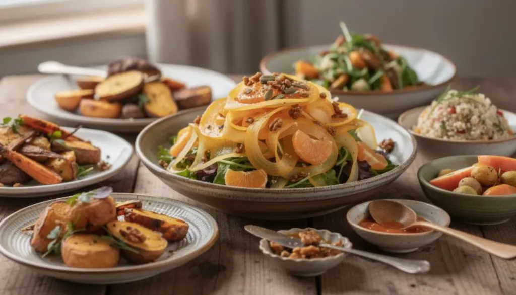 découvrez une salade tiède et croquante à l’orange à base de courge crue, parfaite pour réinventer vos repas post-fêtes avec fraîcheur et saveurs inédites.