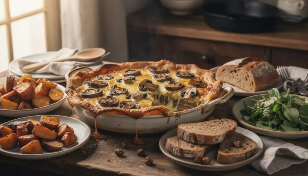 découvrez une recette réconfortante d'hiver alliant champignons dorés et comté fondant, relevée par une croûte parfaitement craquante pour réchauffer vos repas.