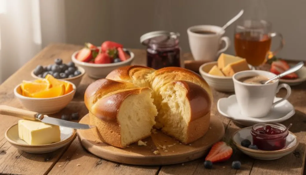 savourez une brioche maison dorée et moelleuse, parfaite pour révolutionner vos petits-déjeuners avec douceur et gourmandise.
