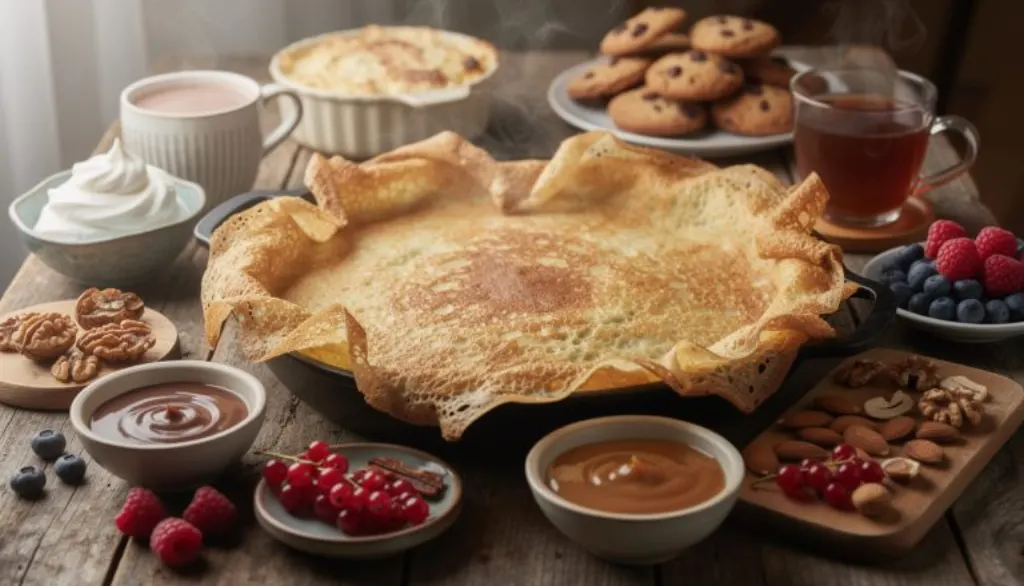 découvrez comment préparer en 25 minutes une crêpe géante dorée, idéale pour réchauffer vos soirées d'hiver avec un repas gourmand et réconfortant.