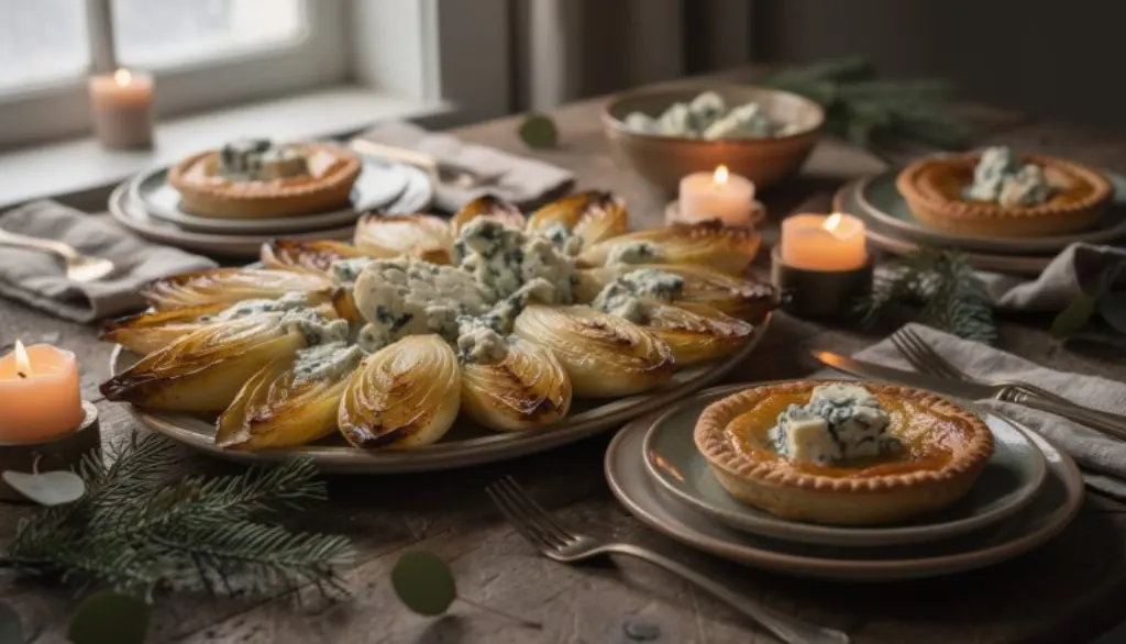 découvrez notre recette hivernale d'endives caramélisées sur pâte croustillante, relevée de fromage bleu, parfaite pour rassembler toute la famille autour d'un repas chaleureux et savoureux.
