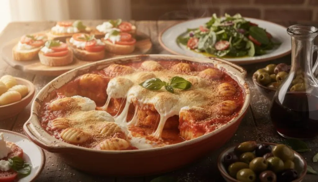 savourez un festin italien authentique avec nos gnocchis gratinés à la tomate chaude, ricotta fondante et mozzarella filante, une explosion de saveurs réconfortantes à chaque bouchée.