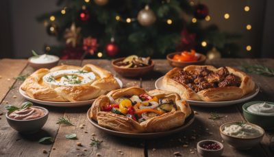 découvrez une recette simple et festive avec une seule pâte et trois garnitures gourmandes pour un apéritif de noël sans stress et savoureux.