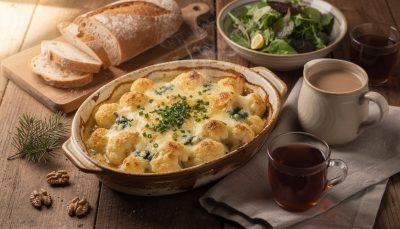 découvrez le gratin de chou-fleur au bleu de philippe etchebest, une recette rapide en 10 minutes idéale pour réchauffer vos soirées d'hiver avec saveur et simplicité.