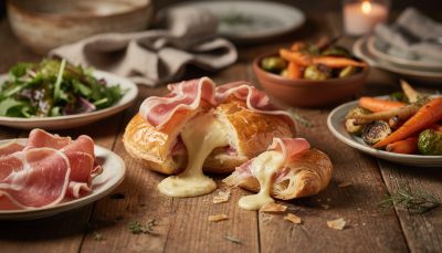 découvrez ce plat hivernal surprenant alliant une pâte croustillante, un fromage fondant et du jambon cru pour réchauffer vos soirées d'hiver avec gourmandise.