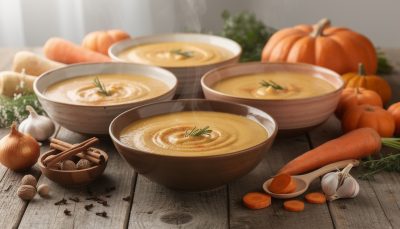 découvrez notre velouté hivernal aux épices douces et légumes bienfaisants, une recette légère et réconfortante parfaite pour se sentir bien pendant les froides journées d'hiver.