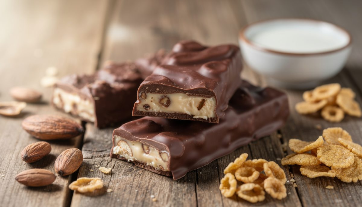savourez nos barres chocolatées maison au cœur lacté et croustillant, une gourmandise irrésistible qui surpasse largement les barres du supermarché.
