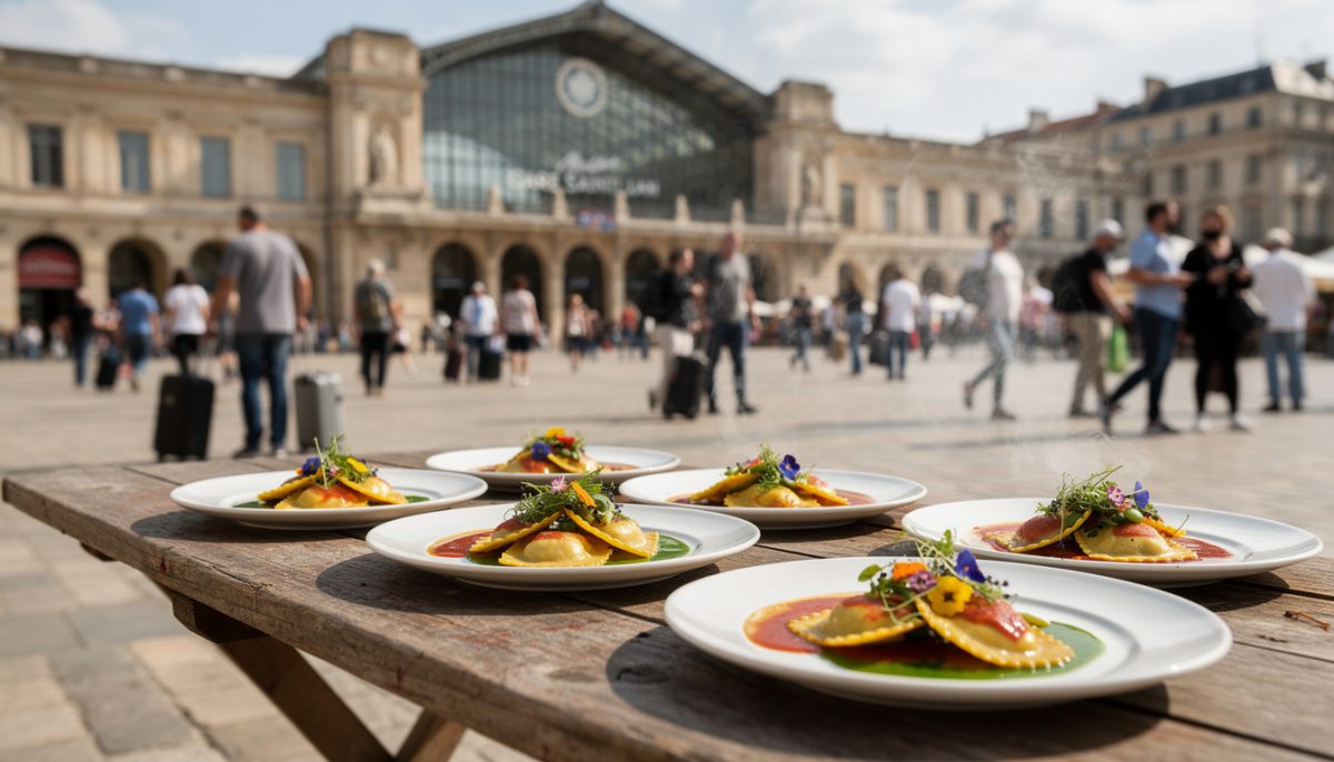 découvrez la raviole gastronomique de philippe etchebest, une spécialité d'exception qui débarque sur le parvis dynamique de la gare saint-jean à bordeaux. un délice culinaire à ne pas manquer au cœur de la ville.